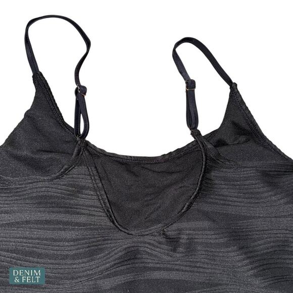 Pink Queen Black One Piece Swimsuit Textured Tummy Control Size L Bathing Suit - Picture 11 of 15